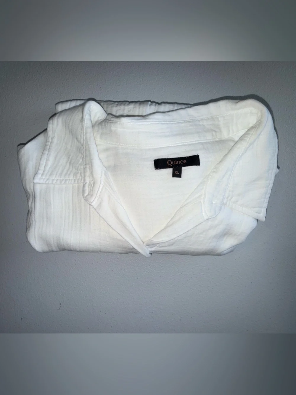 Cotton Gauze Button Down Shirt XL White Long Sleeve Lightweight - Picture 6 of 15